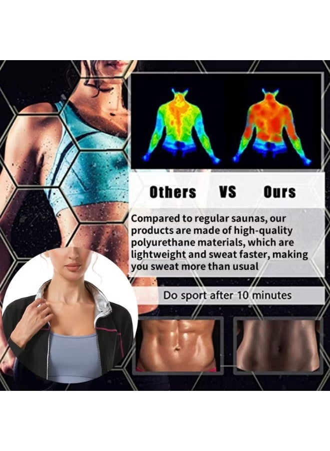 PINKSAMA Sauna Suit Set for Women, Long Sleeve + Pants+Gloves + Socks, Burn More, Sweat More, Sweat Enhancing Workout Outfit for Weight Loss - Image 5